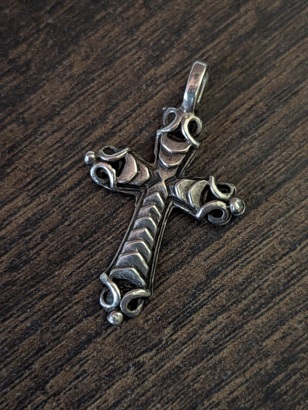 Gothic Armored Cross.925 Sterling Silver Vintage Biker Pendant Necklace Charm